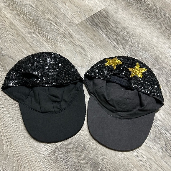 TWO Vintage 80’s Full Sequins Hats Black Stars - Picture 2 of 4